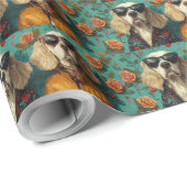 英語のセッターとハートバラバレンタインデー ラッピングペーパー (ロールコーナー)