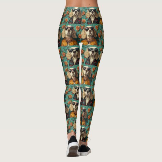 英語のセッターとハートバラバレンタインデー レギンス (裏面)