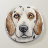 英語のセッタードッグ3D インスパイア ラウンドクッション (裏面)