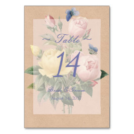 英語のバラ結婚式招待状テーブル番号 テーブルナンバー