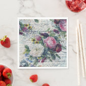 英語のバラ花模様Ephemeral Writings Decompage スタンダードランチョンナプキン (インサイチュ)