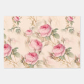英語のバラ、花のパターン大 ラッピングペーパーシート (正面3)