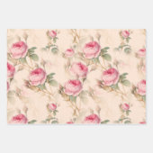 英語のバラ、花のパターン大 ラッピングペーパーシート (正面)