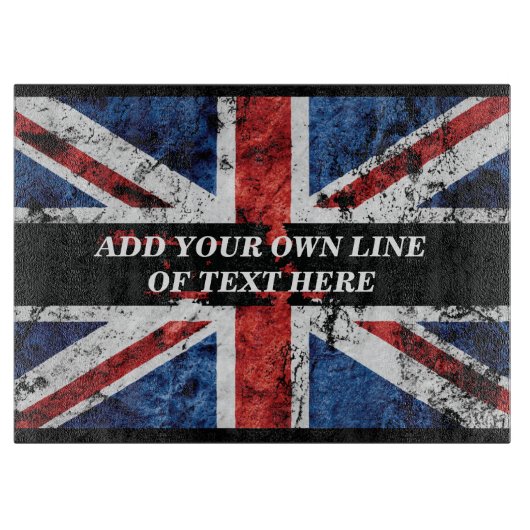 英語のフラグにテキストを追加する装飾用クッション カッティングボード (正面)