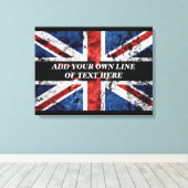 英語のフラグにテキストを追加する装飾用クッション キャンバスプリント (インサイチュ (ウッドフロア))