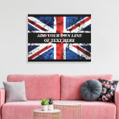 英語のフラグにテキストを追加する装飾用クッション キャンバスプリント (インサイチュ (リビング))