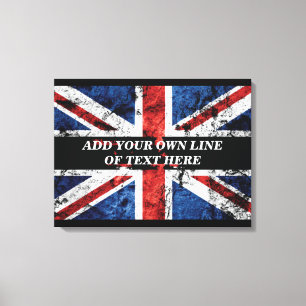 英語のフラグにテキストを追加する装飾用クッション キャンバスプリント