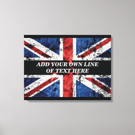 英語のフラグにテキストを追加する装飾用クッション キャンバスプリント (正面)