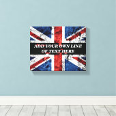 英語のフラグにテキストを追加する装飾用クッション キャンバスプリント (インサイチュ (ウッドフロア))