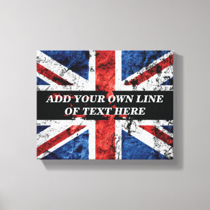 英語のフラグにテキストを追加する装飾用クッション キャンバスプリント