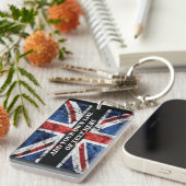 英語のフラグにテキストを追加する装飾用クッション キーホルダー (正面右)