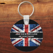 英語のフラグにテキストを追加する装飾用クッション キーホルダー (正面)