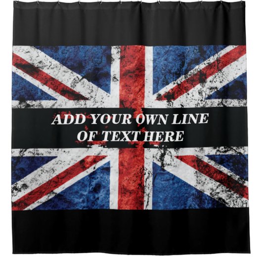 英語のフラグにテキストを追加する装飾用クッション シャワーカーテン (正面)