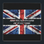 英語のフラグにテキストを追加する装飾用クッション スクエア壁時計<br><div class="desc">英語フラグにテキストを追加する</div>