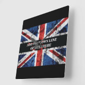 英語のフラグにテキストを追加する装飾用クッション スクエア壁時計 (傾斜)