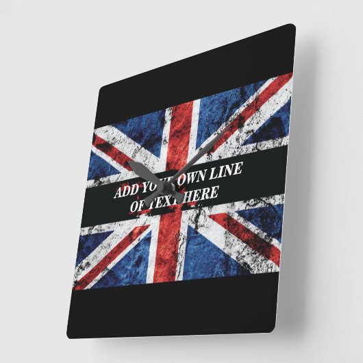 英語のフラグにテキストを追加する装飾用クッション スクエア壁時計 (傾斜)