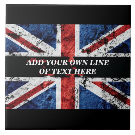 英語のフラグにテキストを追加する装飾用クッション タイル (正面)