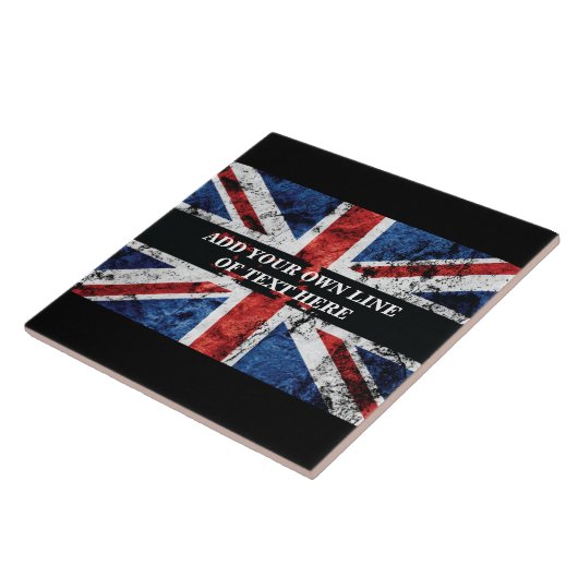 英語のフラグにテキストを追加する装飾用クッション タイル (側面)