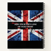 英語のフラグにテキストを追加する装飾用クッション ノートブック (裏面)