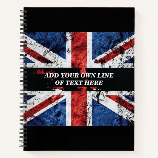 英語のフラグにテキストを追加する装飾用クッション ノートブック (正面)