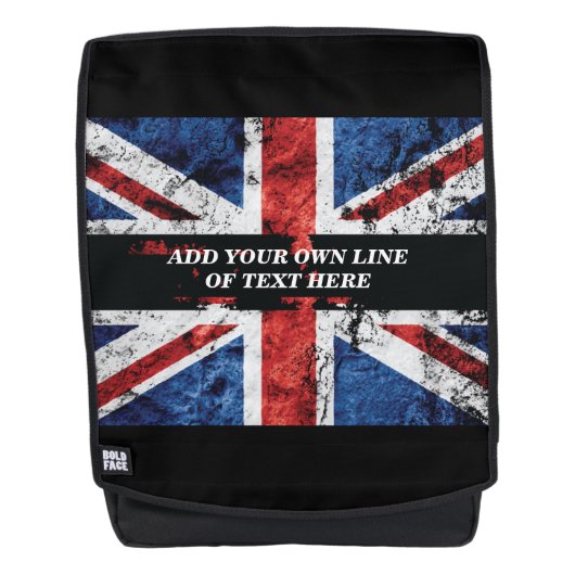 英語のフラグにテキストを追加する装飾用クッション バックパック (正面)