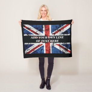 英語のフラグにテキストを追加する装飾用クッション フリースブランケット