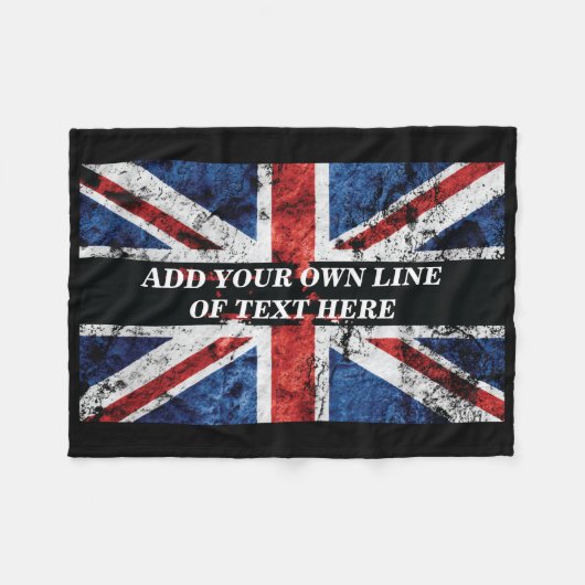 英語のフラグにテキストを追加する装飾用クッション フリースブランケット (正面(横))