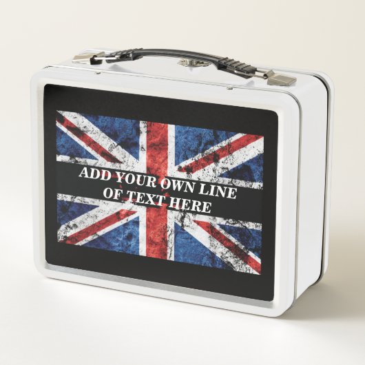 英語のフラグにテキストを追加する装飾用クッション メタルランチボックス (裏面)