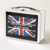 英語のフラグにテキストを追加する装飾用クッション メタルランチボックス (正面)