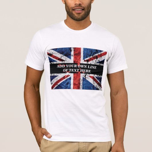 英語のフラグにテキストを追加する装飾用クッション Tシャツ (正面)