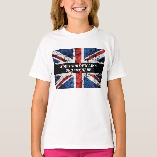 英語のフラグにテキストを追加する装飾用クッション Tシャツ (正面)