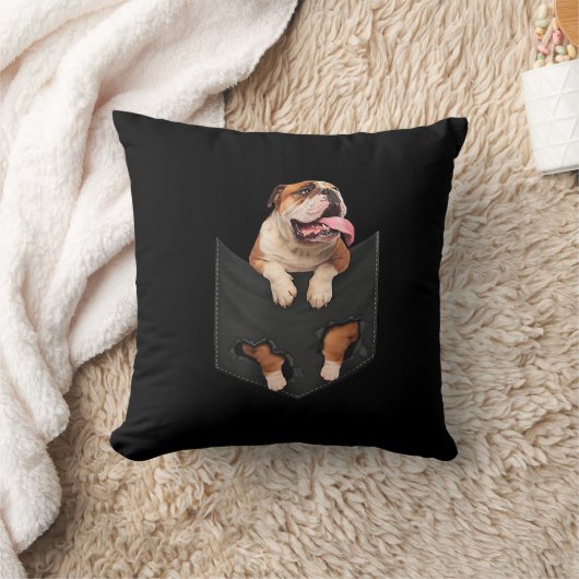 英語のブルドッグが好きのポケット犬 クッション (ブランケット)