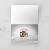 英語のブルドッグと子猫のクリスマスカード シーズンカード (内部)