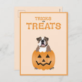 英語のブルドッグオレンジを扱うトリック シーズンポストカード (正面/裏面)