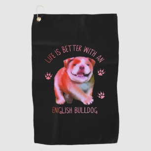 英語のブルドッグ犬の子犬の方が人生おもしろいは好い ゴルフタオル