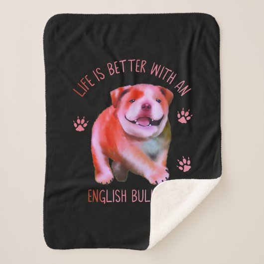 英語のブルドッグ犬の子犬の方が人生おもしろいは好い シェルパブランケット (正面)