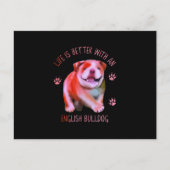 英語のブルドッグ犬の子犬の方が人生おもしろいは好い シーズンポストカード (正面)