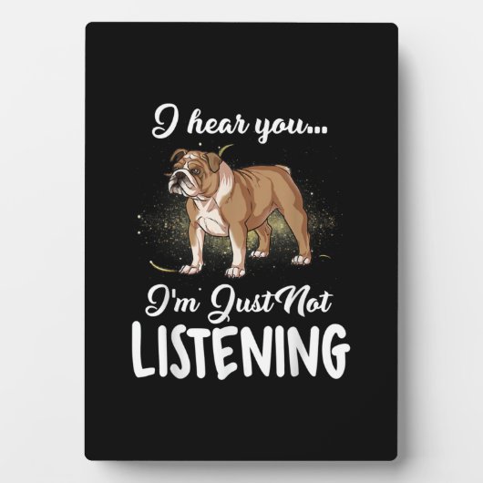 英語のブルドッグ聞贈り物は聞いてない フォトプラーク (正面)