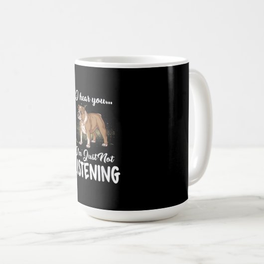 英語のブルドッグ贈聞り物を聞いた コーヒーマグカップ (正面右)