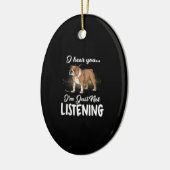 英語のブルドッグ贈聞り物を聞いた セラミックオーナメント (左)