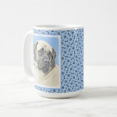 英語のマスチフ(ファウン)絵画のオリジナル犬芸術 コーヒーマグカップ (正面左)