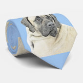 英語のマスチフ（ファウン）絵画のオリジナル犬芸術 ネクタイ (ロール)