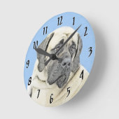 英語のマスチフ(ファウン)絵画のオリジナル犬芸術 ラウンド壁時計 (傾斜)