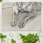 英語のマスチフ(ブリンドル)絵画の犬芸術 キッチンタオル (折り畳み)