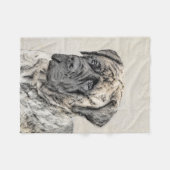 英語のマスチフ(ブリンドル)絵画の犬芸術 フリースブランケット (正面(横))