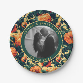 英語のローズ ウェディングプレート 花嫁と花婿のための ペーパープレート