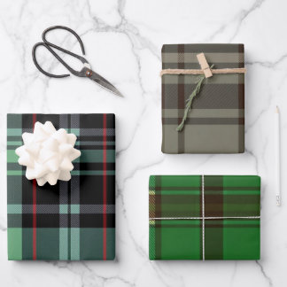 英語の伝統格子縞リボン ラッピングペーパーシート