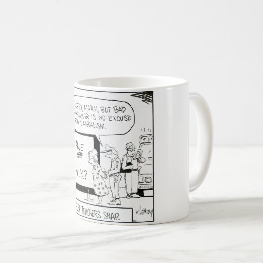 "英語の先生が"文法ユーモアのマグを止める時 コーヒーマグカップ (正面右)