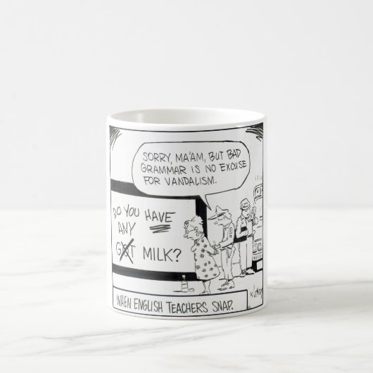"英語の先生が"文法ユーモアのマグを止める時 コーヒーマグカップ (中央)