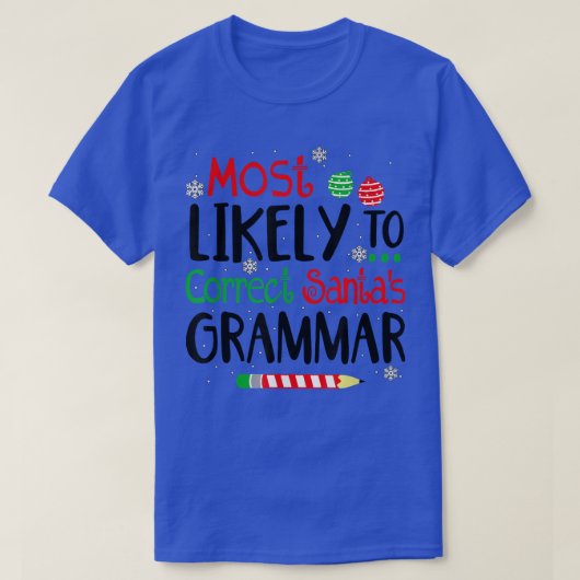 英語の先生でサンタのグラを直す可能性が最も高い Tシャツ (デザイン正面)
